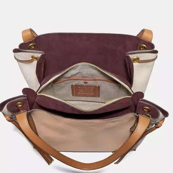 Coach Harmony Colorblock Chalk Beige Glovetanned Leather Hobo 53353 Bag - Picture 5 of 16